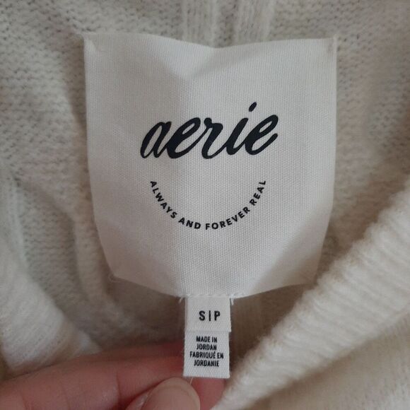 NWT Aerie Unreal Cable Knit Sweater Women's Small Cream Oversized Fisherman New - Picture 4 of 7